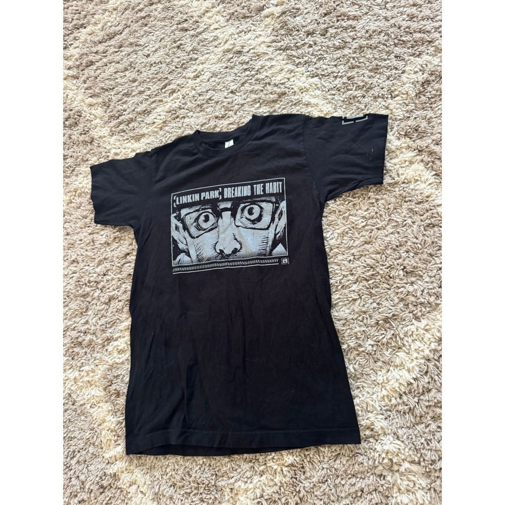 Linkin Park Breaking the Habit Graphic T-Shirt Black Tultex Small Anime Style
